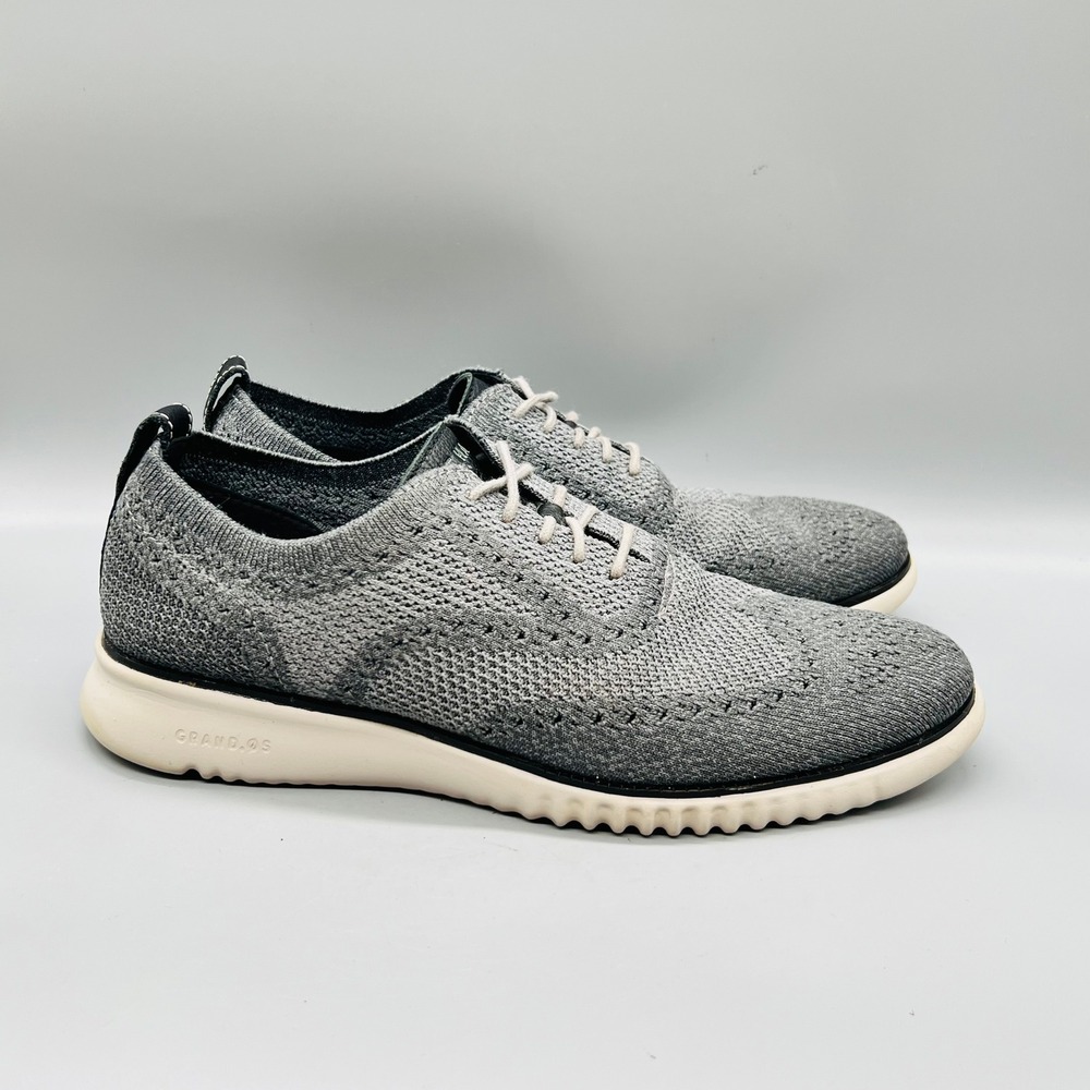 Cole Haan Shoes Mens 10.5 Gray Knit Zerogrand Stitchlite Wingtip Oxford Sneakers